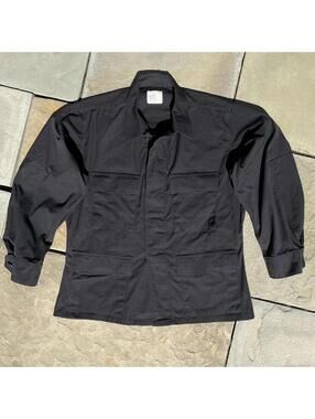 Y2K Black Ripstop Cargo Utility Shirt Jacket